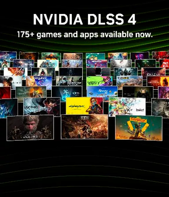 Várias capas de jogos que possuem a tecnologia NVIDIA DLSS 4.