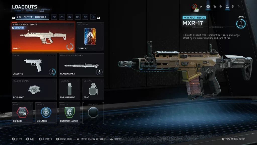 Tela de Loadout de Call of Duty: Black Ops 7.