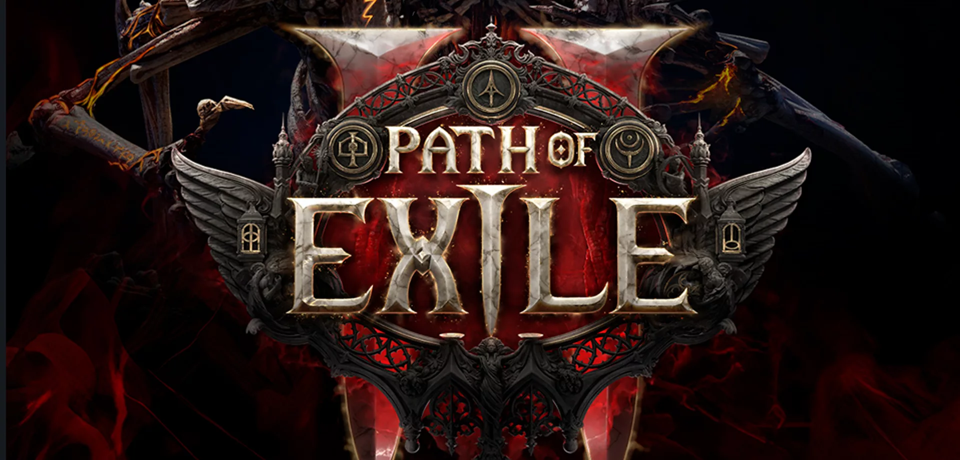 Monstro segurando o logo de Path of Exile 2.
