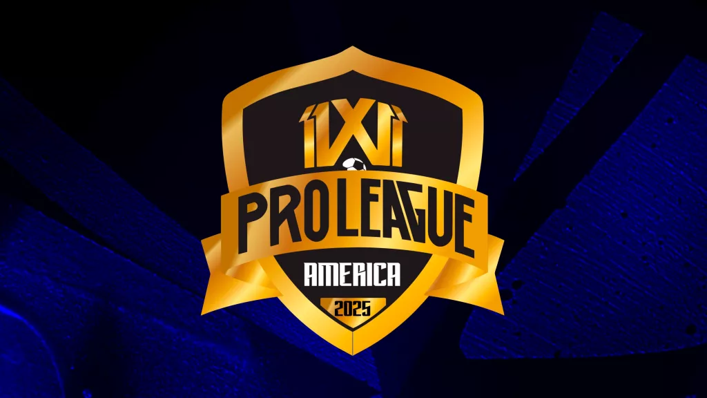 Brasão dourado da 11X11 PRO LEAGUE AMERICA de 2025 em fundo azul e preto.