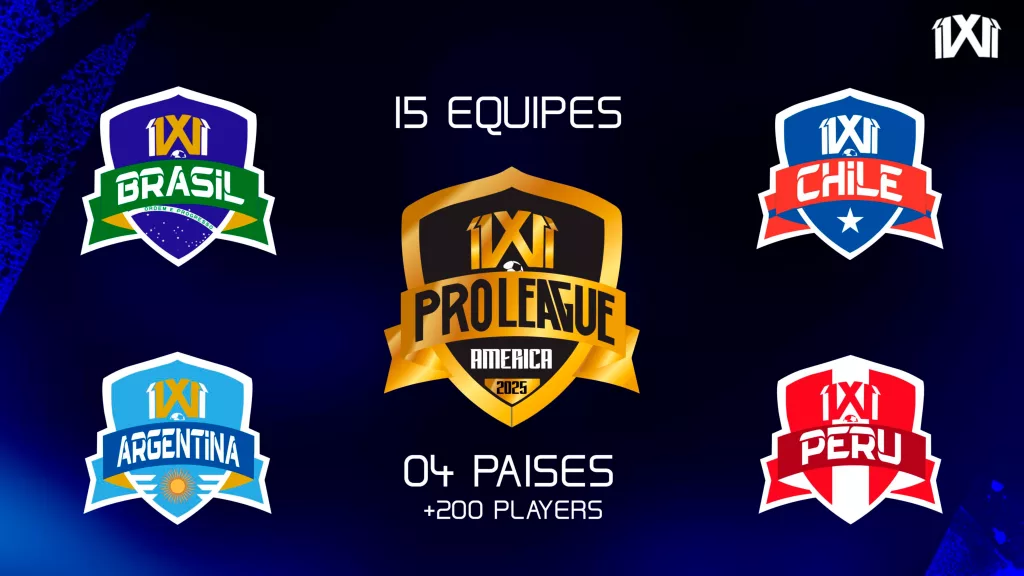 Brasões das ligas do Brasil, Chile, Argentina e Peru da 11X11 PRO LEAGUE AMERICA.