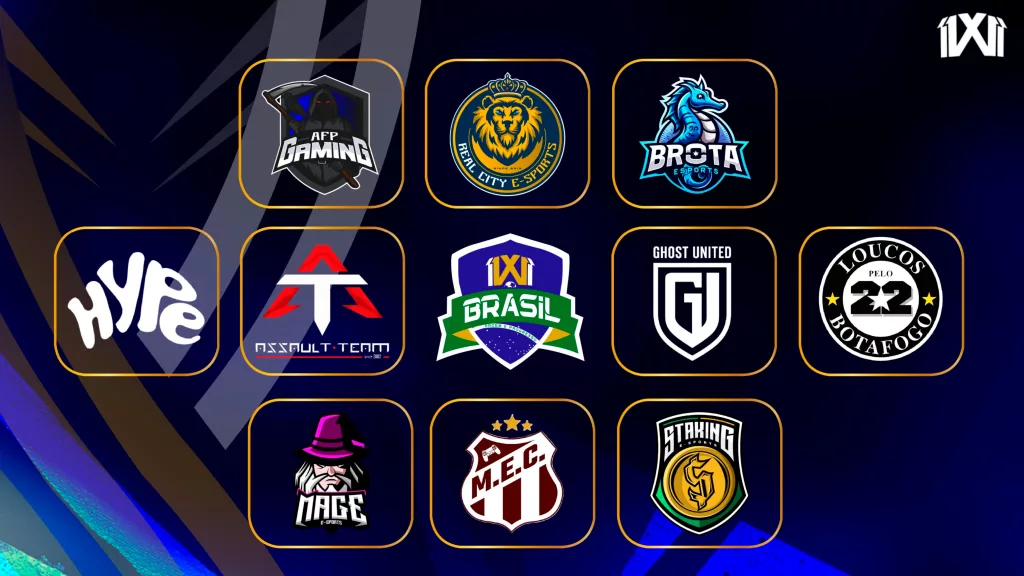 Brasões dos times do Brasil no 11X11 PRO LEAGUE AMERICA.