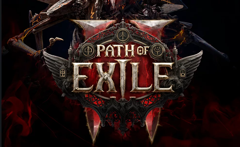 Monstro segurando o logo de Path of Exile 2.