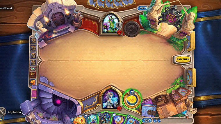 Gif de Hearthstone mostrando o uso de Retroceder.