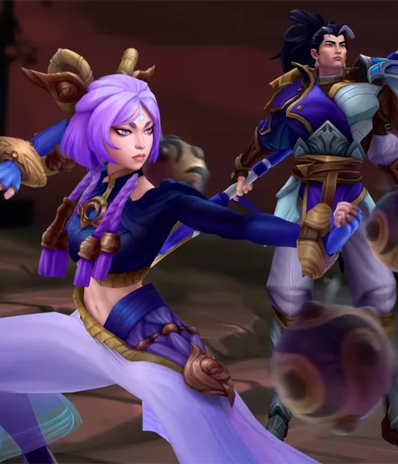 Yunara e Xin Zhao se preparando para enfrentar Le Blanc el League of Legends Temporada 3 Ato 1