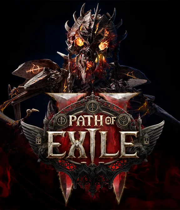 Monstro segurando o logo de Path of Exile 2.