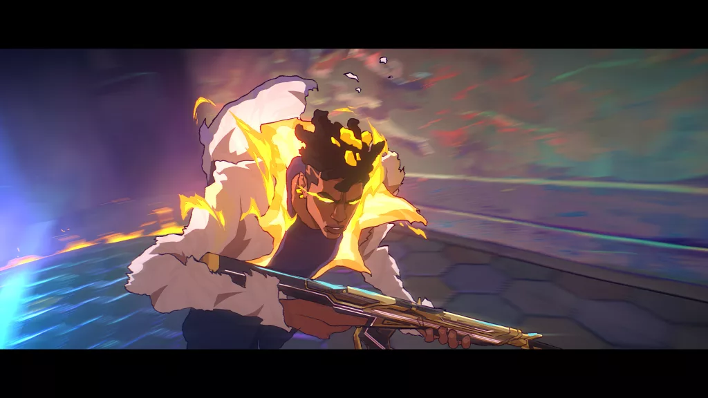 Phoenix correndo dentro da sua ult no clipe de Last Shot.