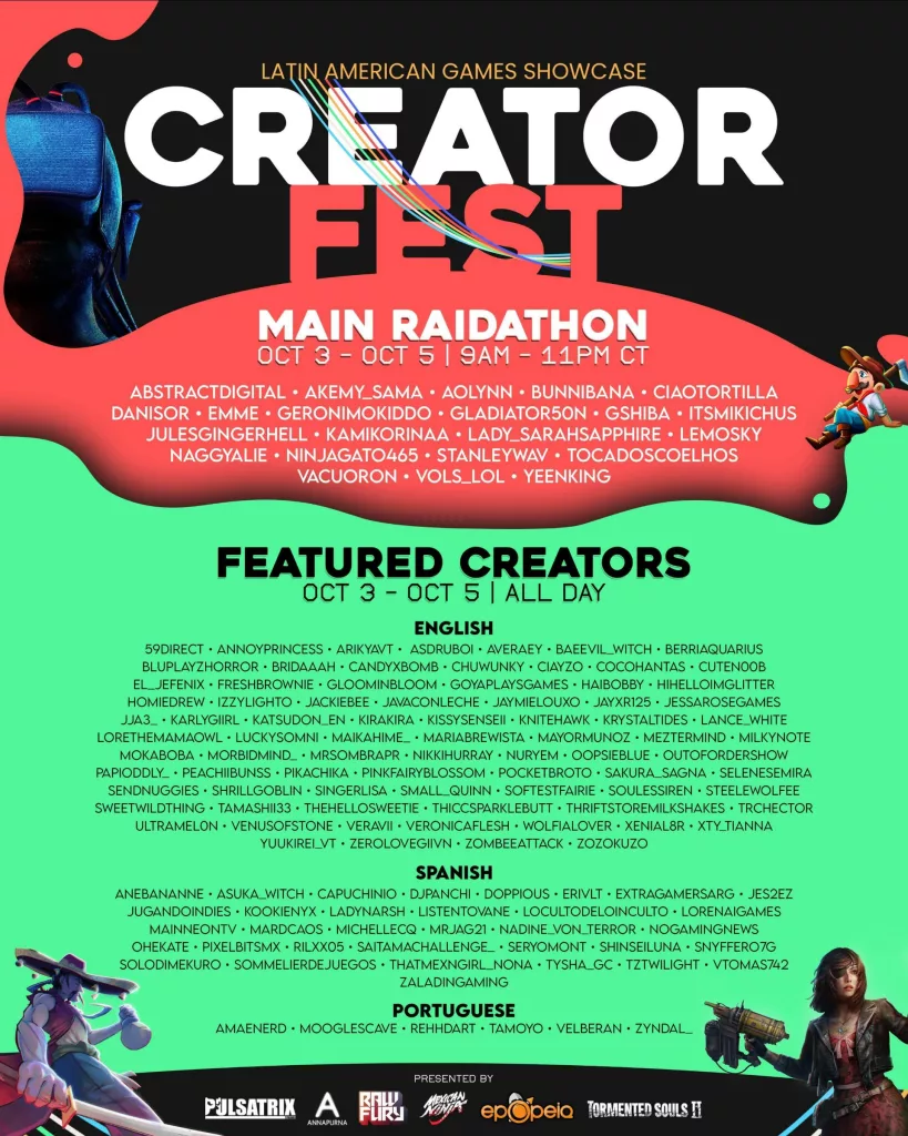 Imagem do LAGS Creator Fest com todos os acontecimentos da Main Daiathon e do Featured Creators.