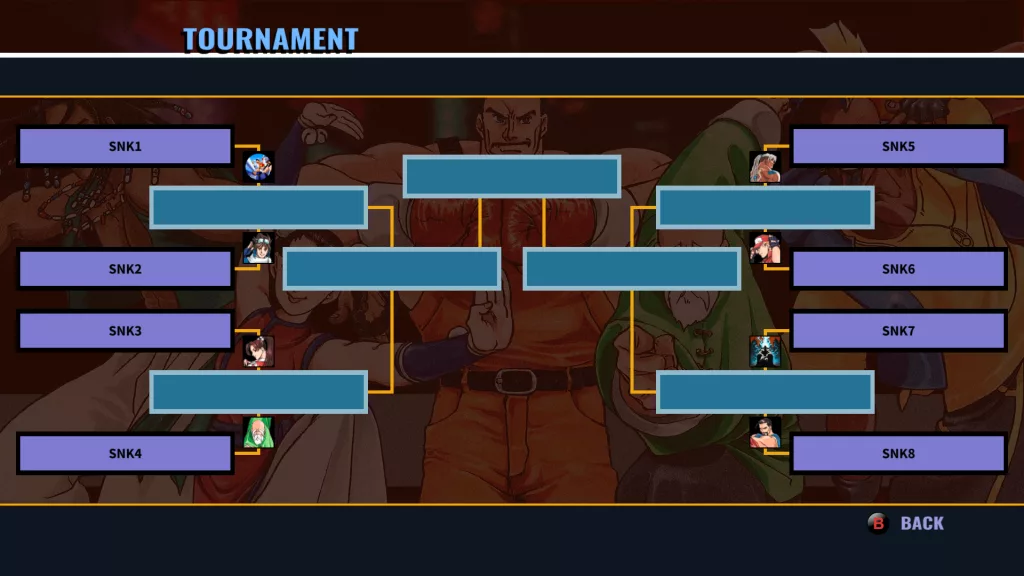Tabela de torneio do jogo.
