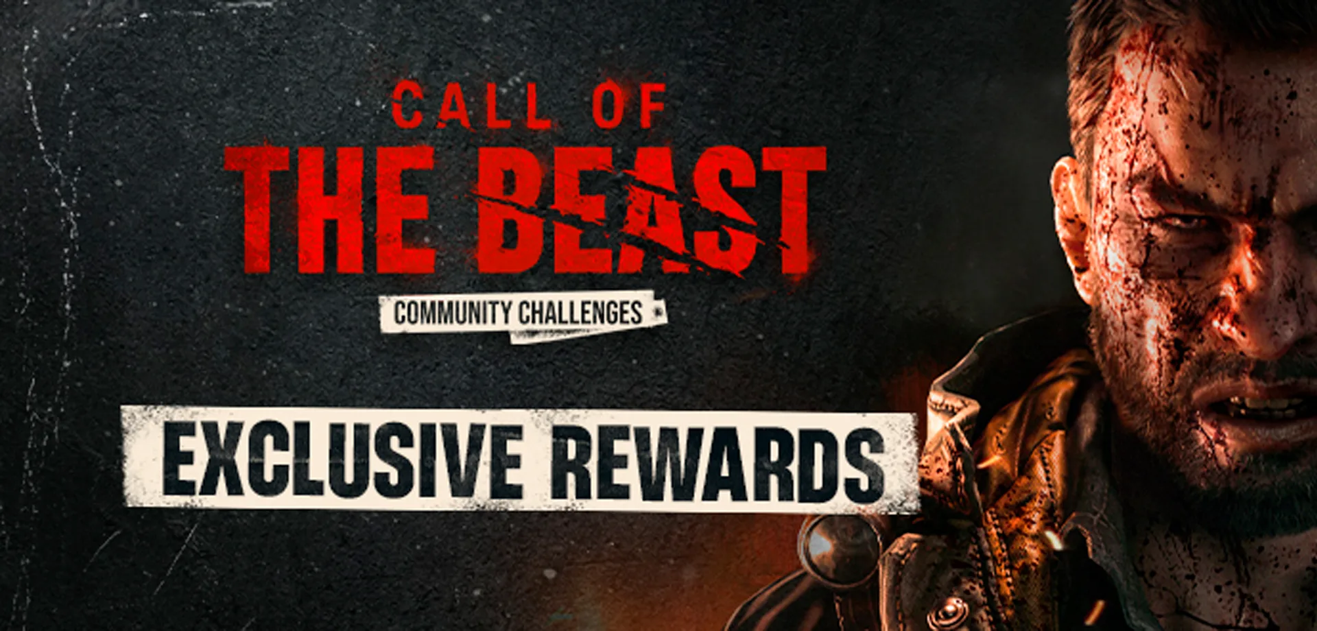 Dying Light The Beast e a logo do Cahamdo da Fera comunicando os desafios de comunidade e recompensas exclusivas.