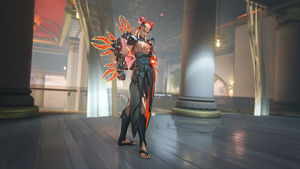 Lifeweaver com Skin Mítica no nível 4 em tons de preto, e vermelho.