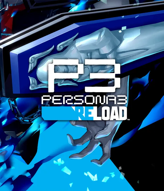 Makoto Yuki, o protagonista de Persona 3 Reload com a logo do jogo ao lado.