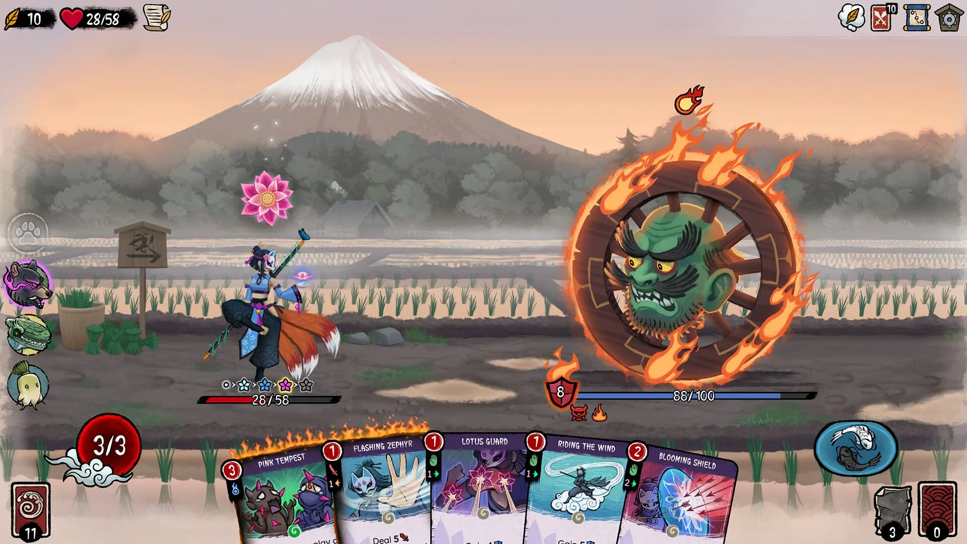 Belos visuais e elementos da mitologia japonesa em Talespinner