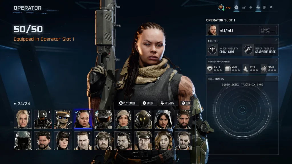 Tela com vários operadores para escolher.