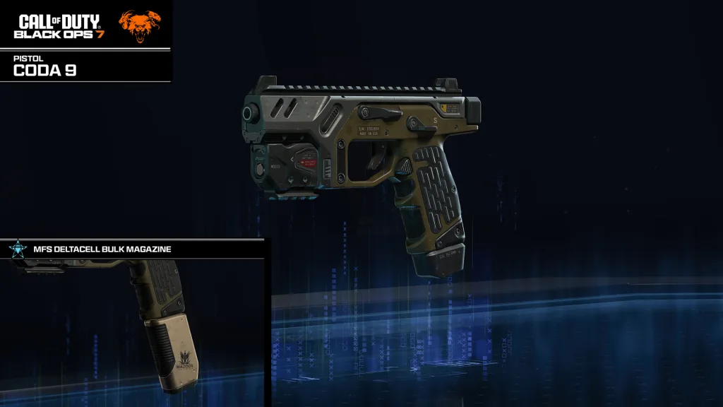 Pistola CODA 9 em destaque.