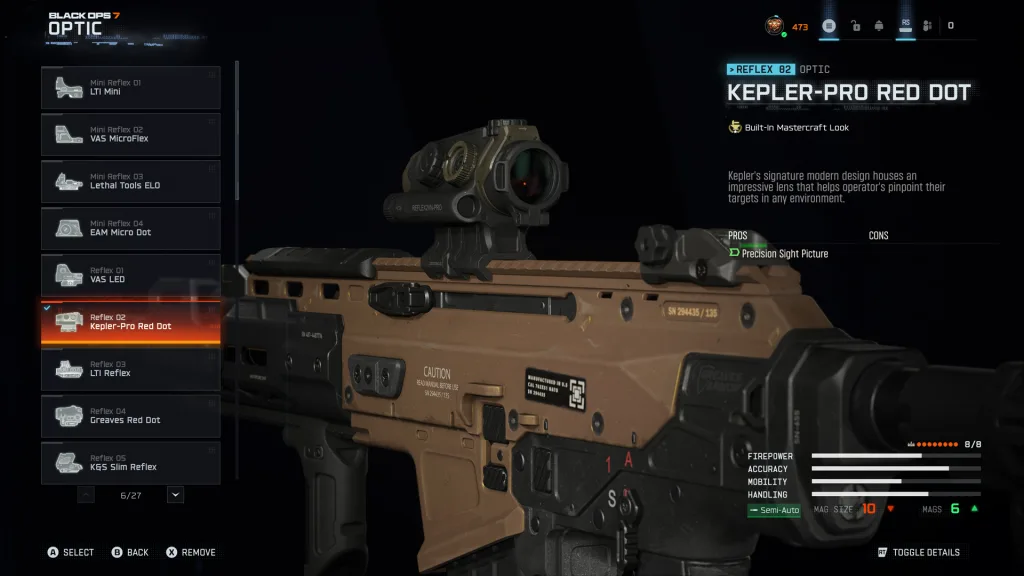 Arma em destaque com foco nas miras.