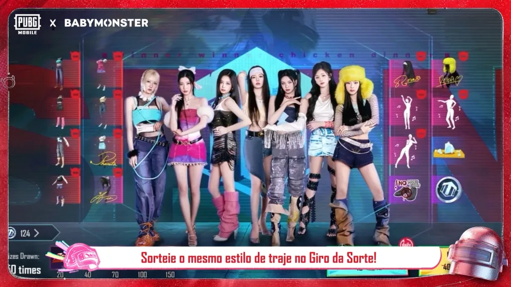 Trajes no jogo iguais do grupo de K-Pop.