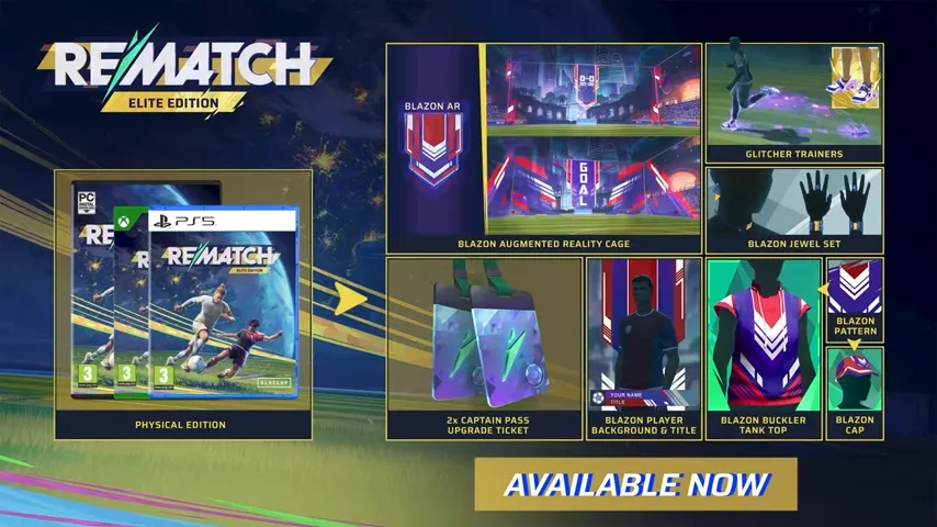 Edições físicas e conteúdo da Elite Edition de Rematch.