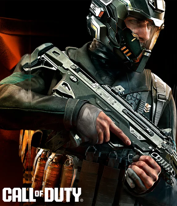 Call of Duty: Black Ops 7 e a Temporada 1 de todos os modos representados com um soldado com estilo futurista, capacete, e um fundo laranja e preto juntamente com um foco em seu olhar.
