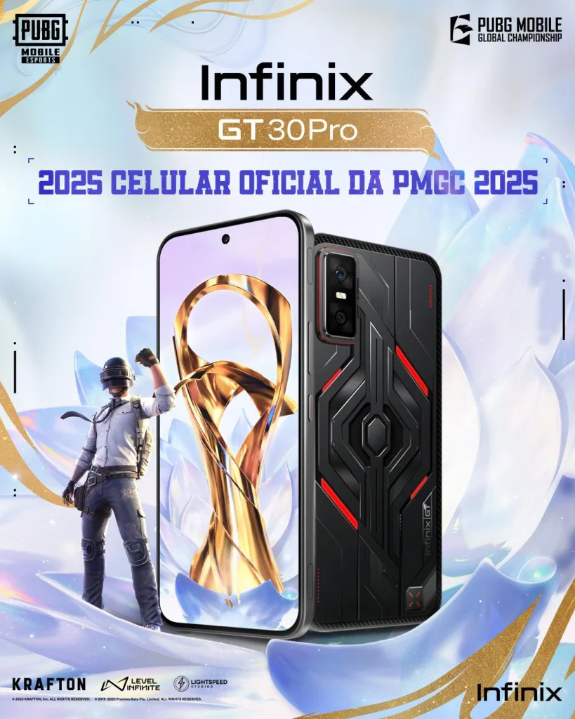 Imagem do Infinix GT 30Pro, Smartphone usado no campeonato de PUBG Mobile.
