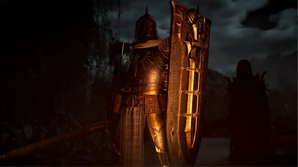 Imagem do Paladino com armadura e atrás uma sombra de uma provável nova classe.