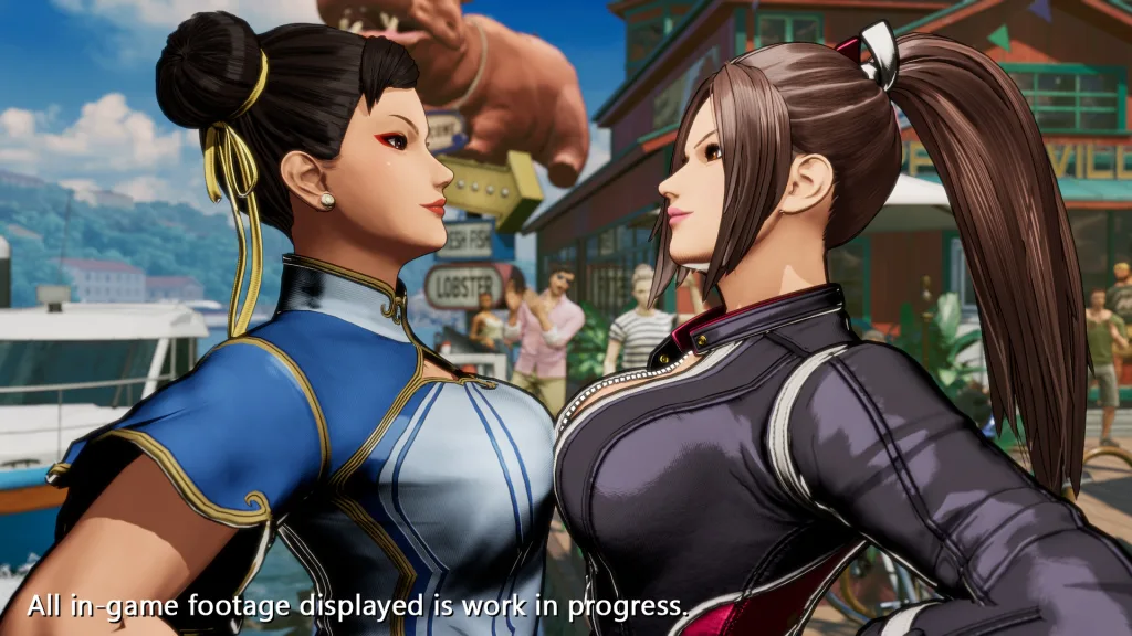 Chun-Li e Mai Shiranui se encarando antes da luta.