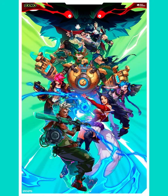 Personagens de 2XKO em poster do jogo de luta da Riot Games.