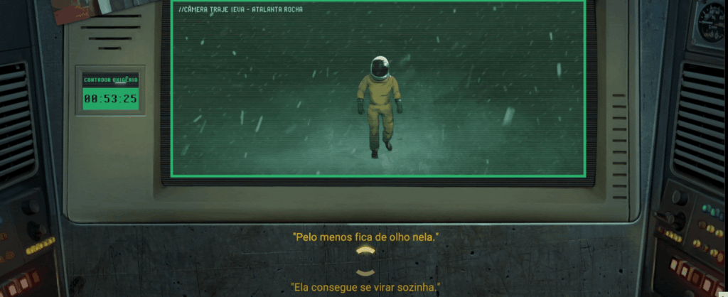 Tela com duas decisões que envolvem seguir ou não uma personagem