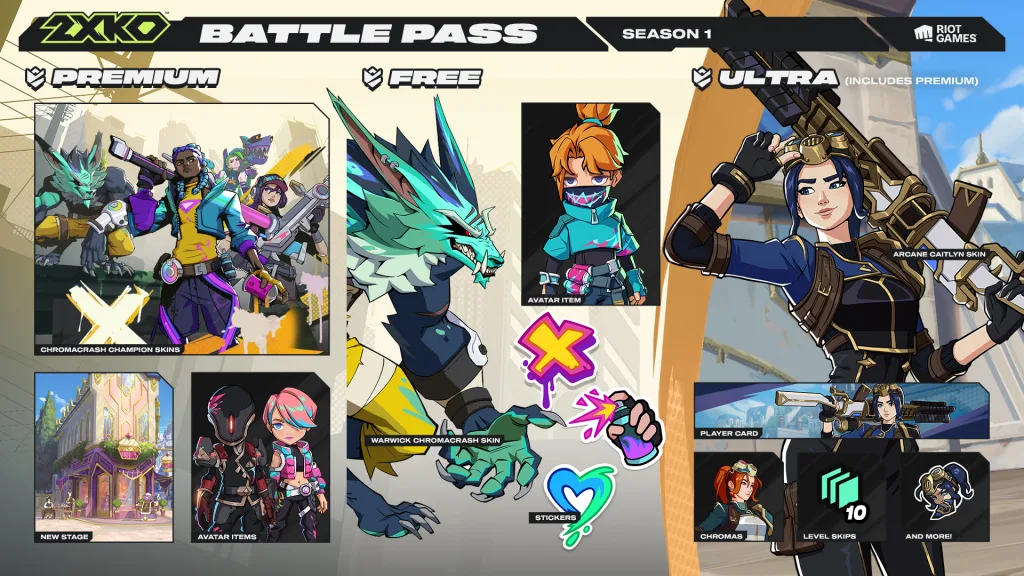passe de Batalha mostrando a versão premium, gratuita e ultra.
