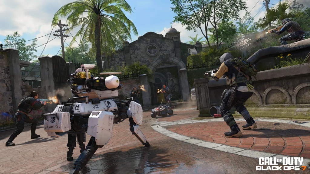 Operadores em torno de um robô branco que precisa ser levado até o outro lado do mapa.