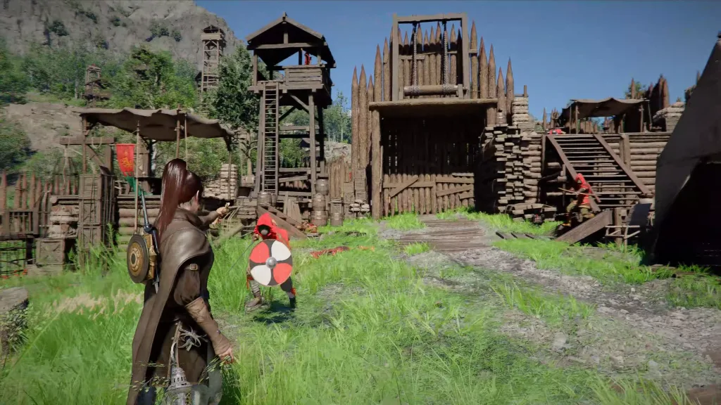 Outra personagem, diferente de Kliff, apontando uma arma de fogo para os inimigos.