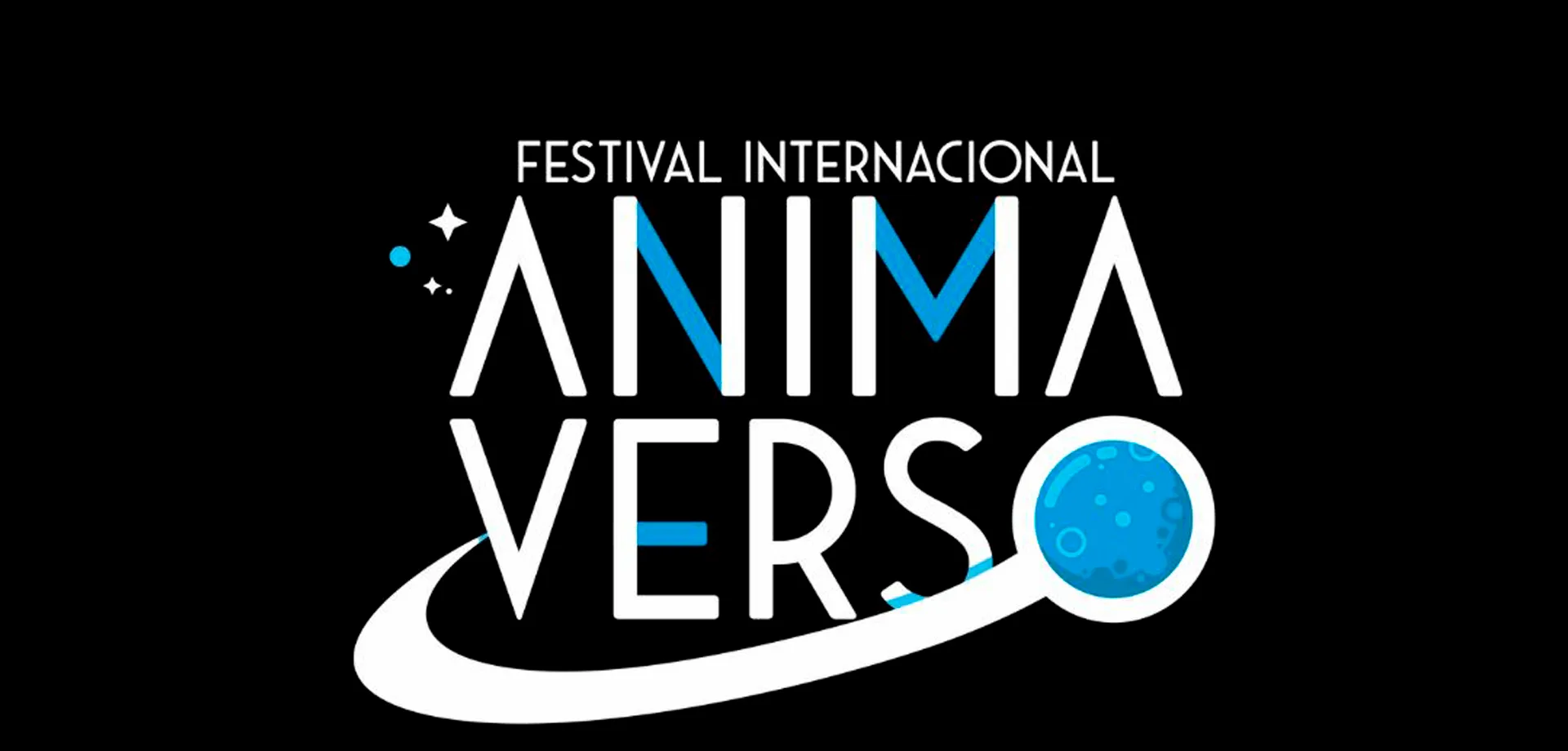 Logo do Festival Internacional AnimaVerso em fundo preto.