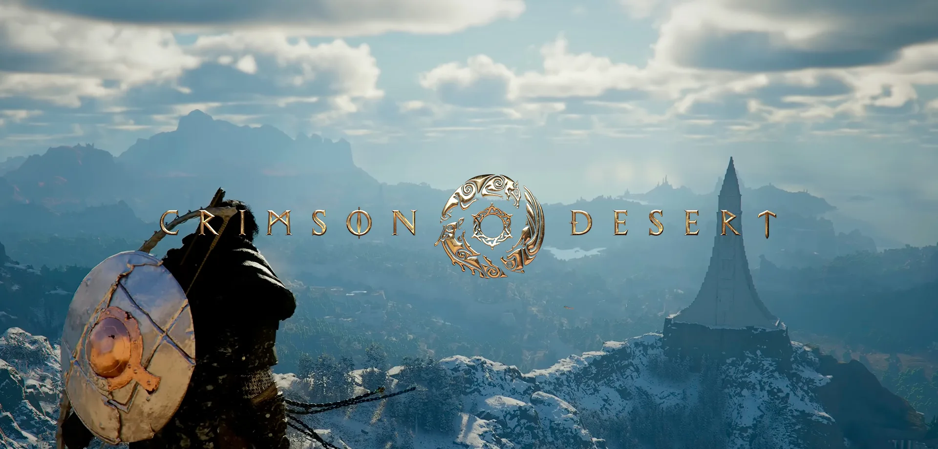 Kliff observando ponto de interesse em mundo vasto de Crimson Desert.