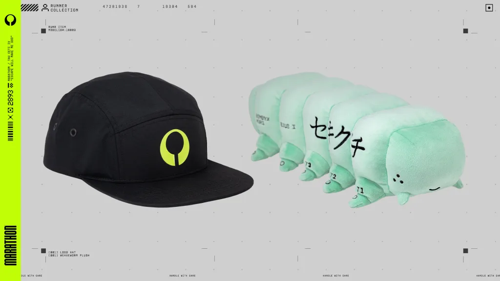 Boné e pelúcia de Marathon, apresentados na semana do Teste de Estresse de Marathon.