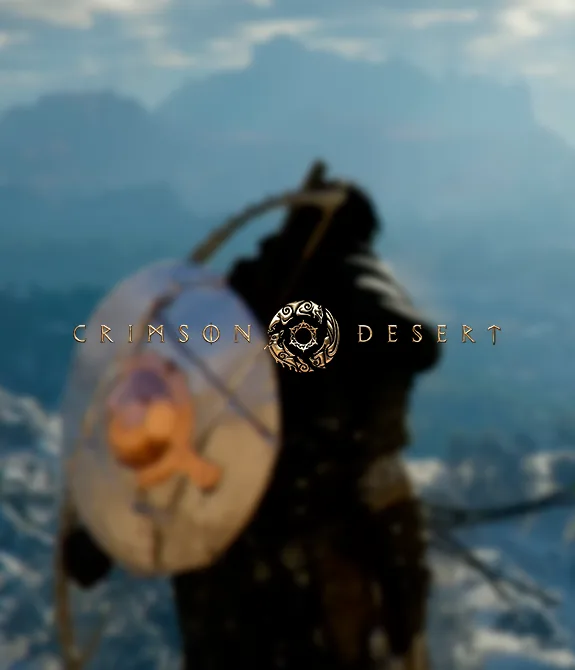 Kliff observando ponto de interesse em mundo vasto de Crimson Desert.