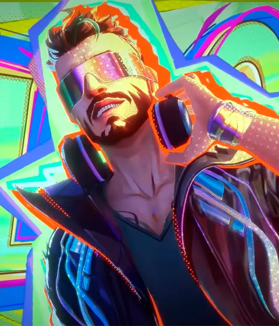 Free Fire Baile do Jaguar - Imagem de DJ Alok em desenho animado no vídeo de Free Fire.