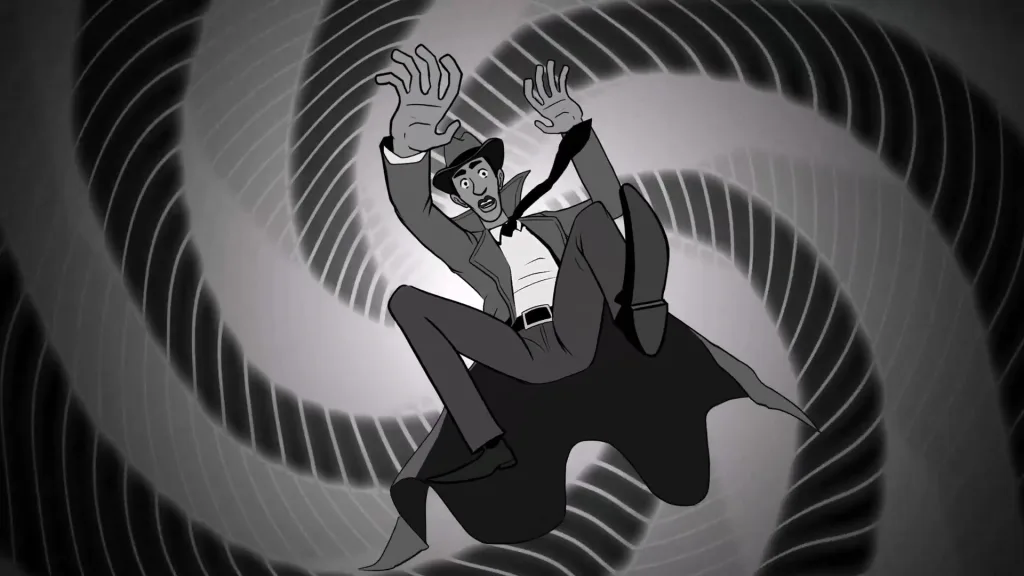 Investigador caindo em um vortex.