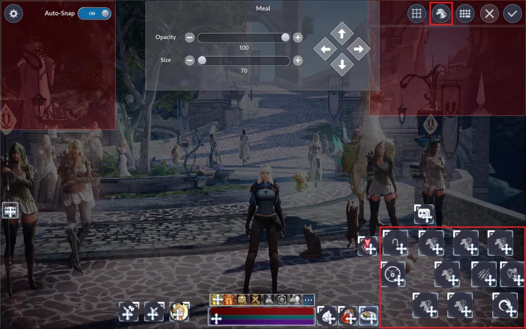 Personagem parada em uma cidade e a tela sendo modificada.