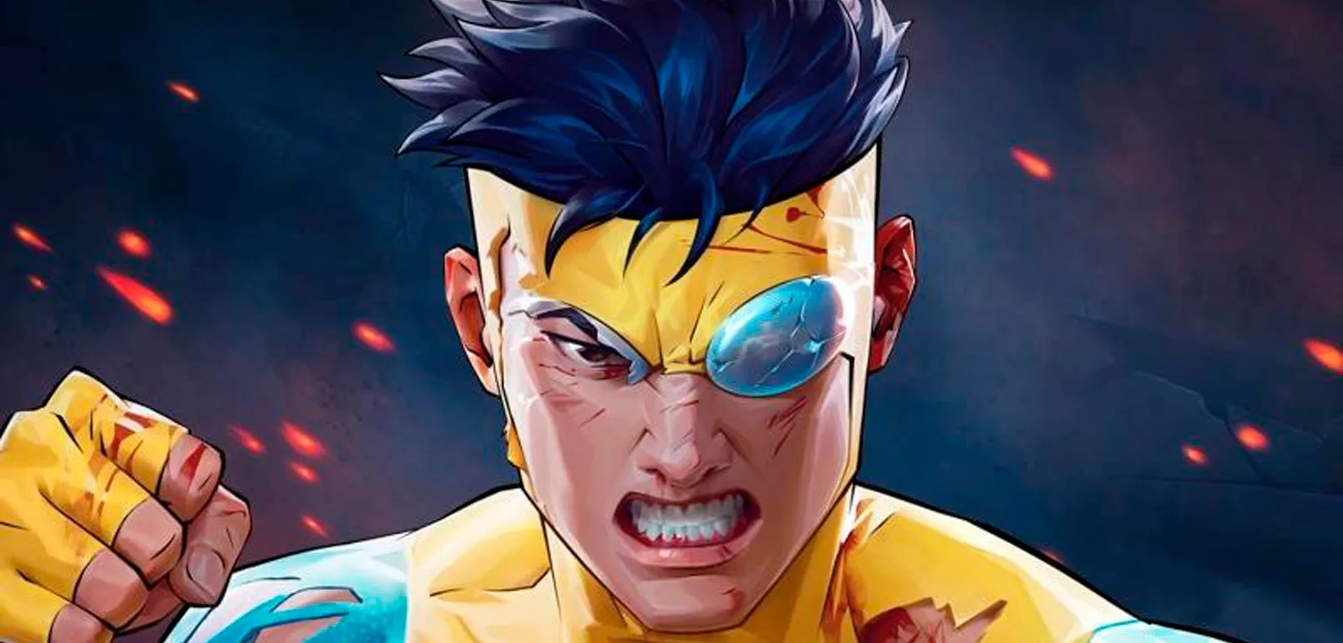 Personagem INVENCÍVEL de Invincible VS com hematomas e roupas levemente rasgada.