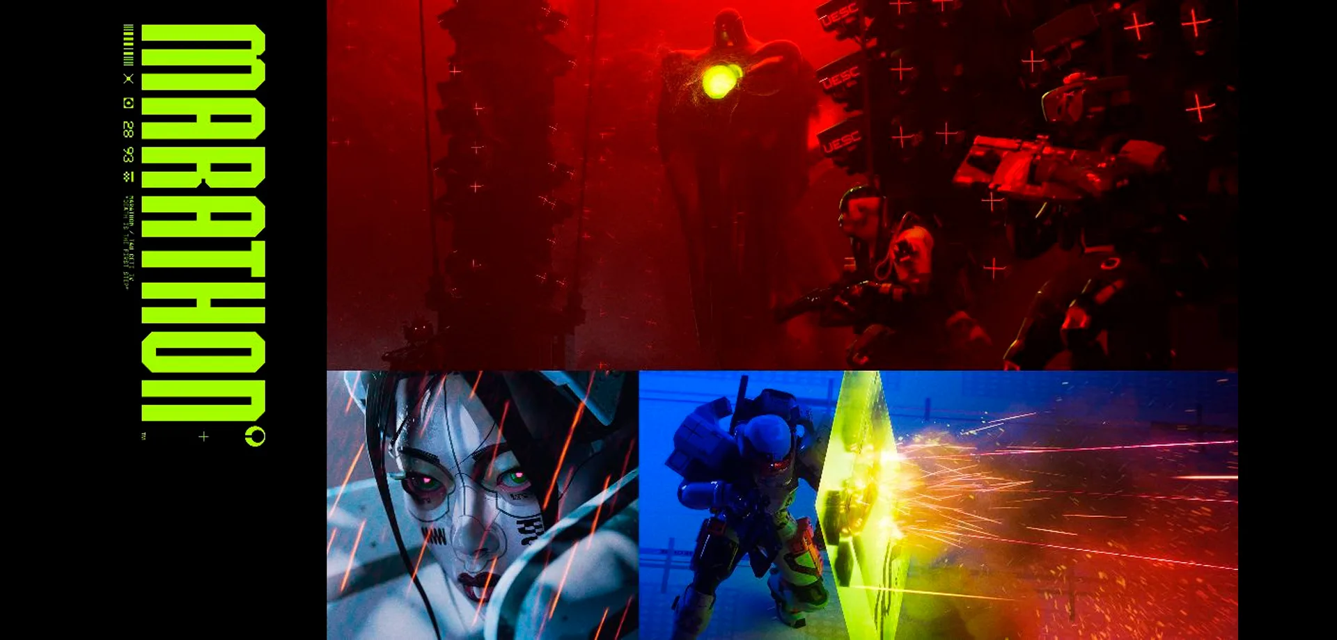 Capa com corredores e inimigos de Marathon