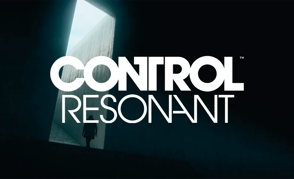 Dylan entrando em escadaria iluminada e logo de Control Resonant à frente.