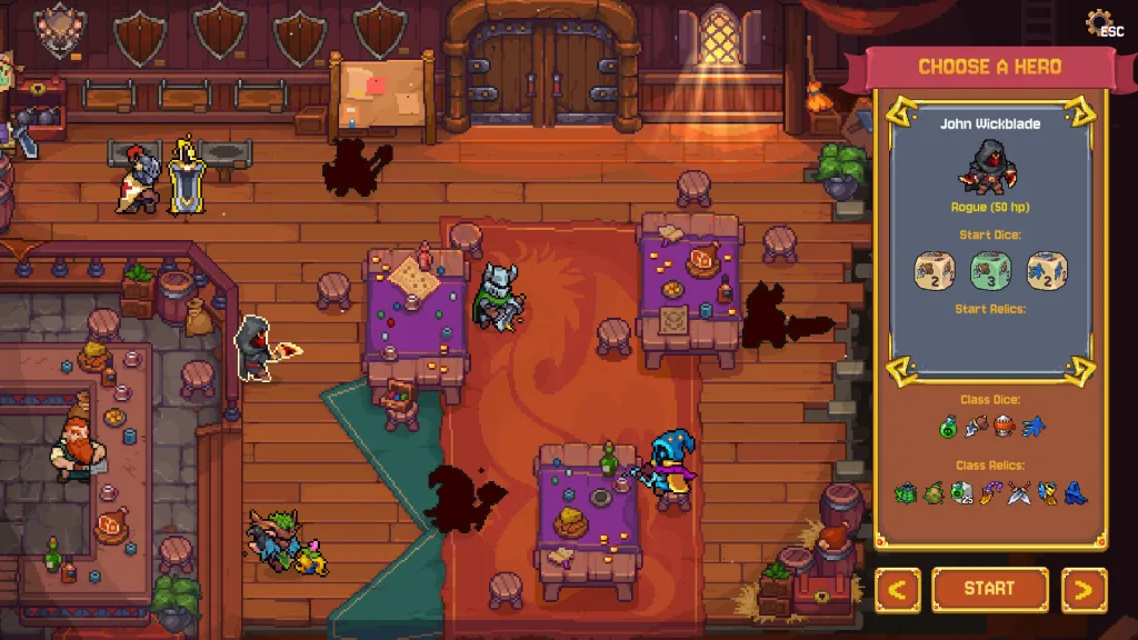 seleção de herói Rune Dice classes