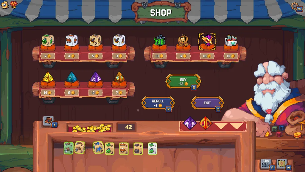 loja e relíquias Rune Dice build