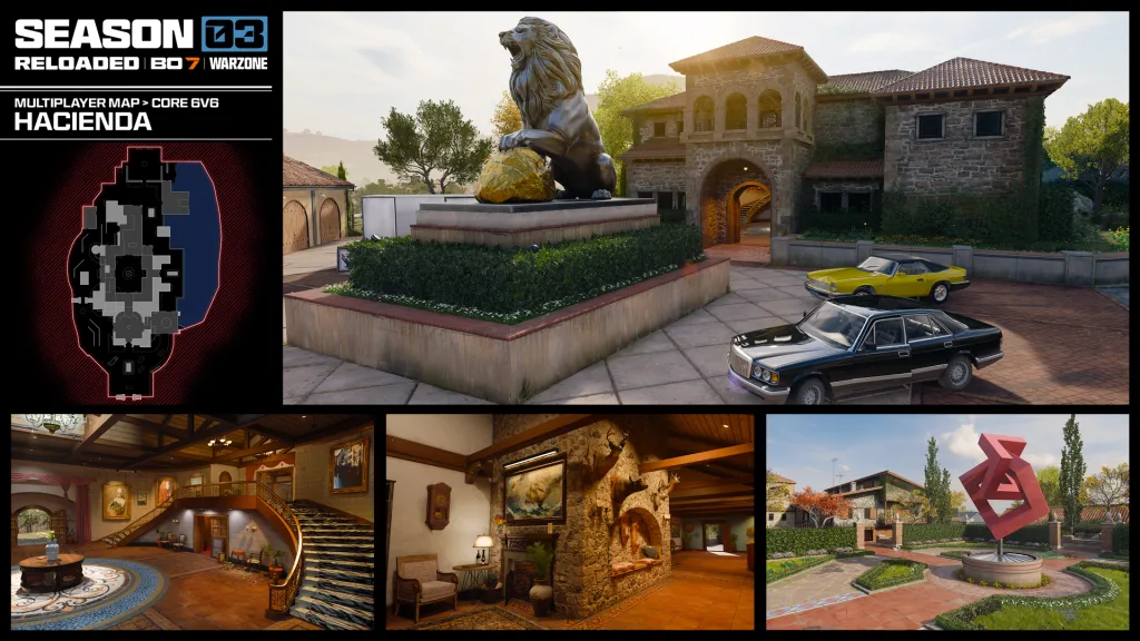 Mapa Hacienda em versão tática e várias localizações em jogo.