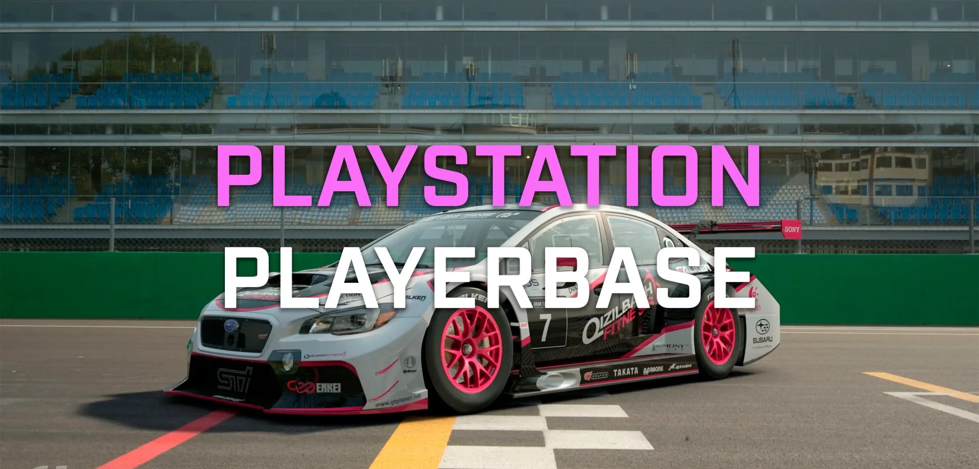 Carro de Gran Turismo 7 e à frente frase "PlayStation Playerbase"