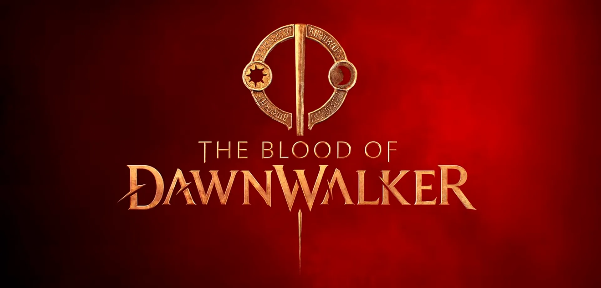 Tela Vermelha com nuances de preto e as escritas da logo de The Blood of Dawnwalker.
