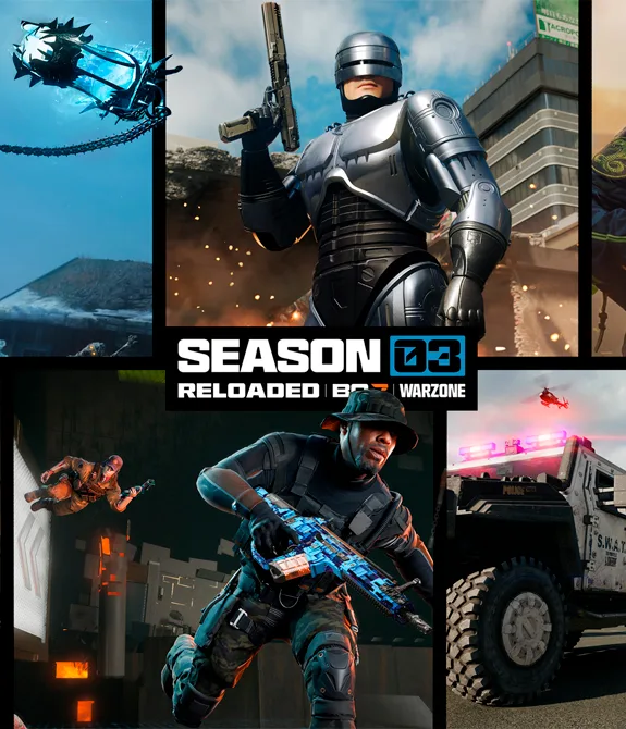Call of Duty Temporada 3 Recarregada em imagem com vários destaque entre operadores e mapas.