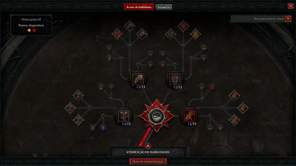 Parte da Árvore de Habilidades da expansão Lord of Hatred de Diablo IV.