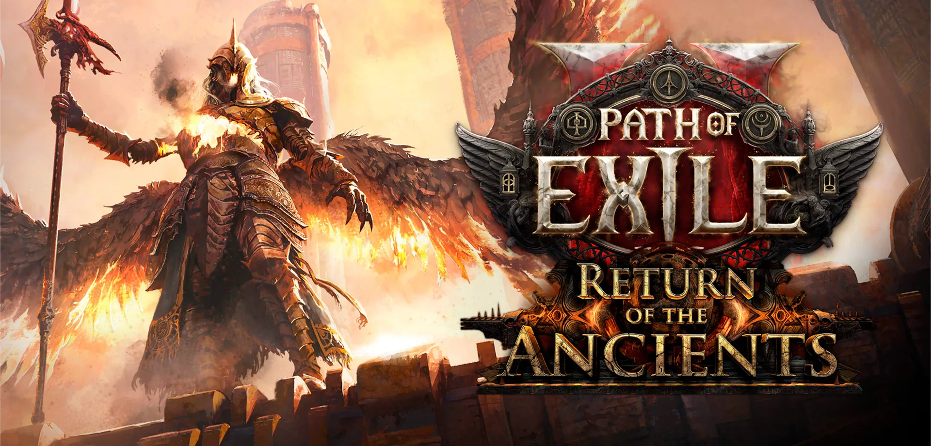 Capa de Path of Exile 2 Return of the Ancients com novo chefe em cima de muralha.