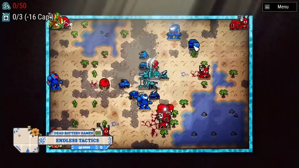 Tela de jogo Endless Tactics, jogo brasileiro.